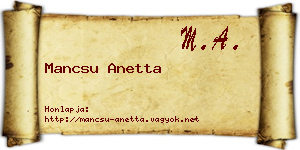 Mancsu Anetta névjegykártya
